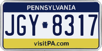 PA license plate JGY8317