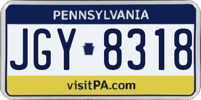 PA license plate JGY8318