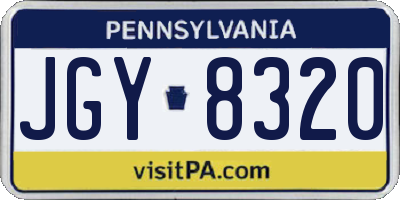 PA license plate JGY8320