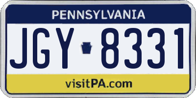 PA license plate JGY8331