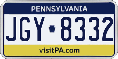 PA license plate JGY8332