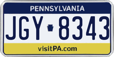 PA license plate JGY8343