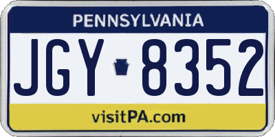 PA license plate JGY8352
