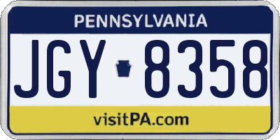 PA license plate JGY8358