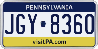 PA license plate JGY8360