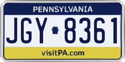 PA license plate JGY8361