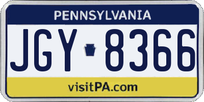 PA license plate JGY8366