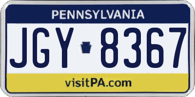 PA license plate JGY8367