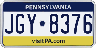 PA license plate JGY8376