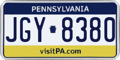PA license plate JGY8380