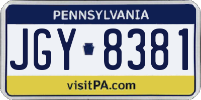 PA license plate JGY8381
