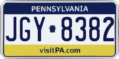 PA license plate JGY8382