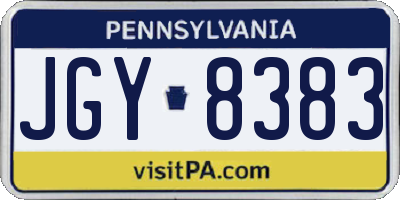 PA license plate JGY8383