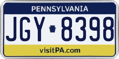 PA license plate JGY8398