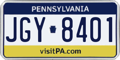 PA license plate JGY8401