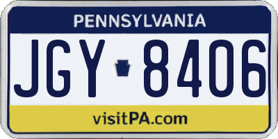 PA license plate JGY8406