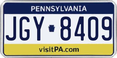 PA license plate JGY8409