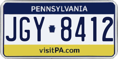 PA license plate JGY8412