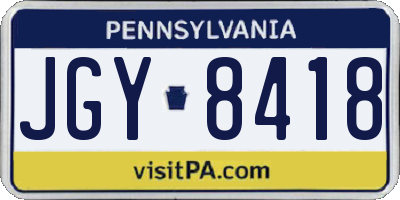 PA license plate JGY8418