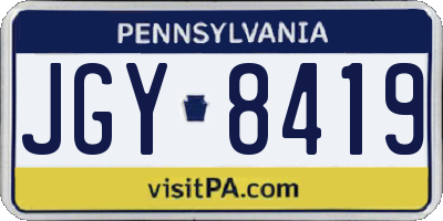PA license plate JGY8419
