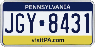 PA license plate JGY8431