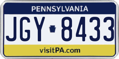 PA license plate JGY8433