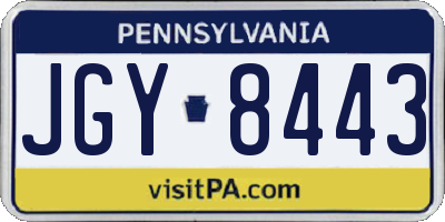 PA license plate JGY8443