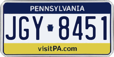 PA license plate JGY8451
