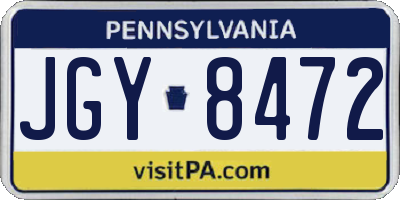 PA license plate JGY8472