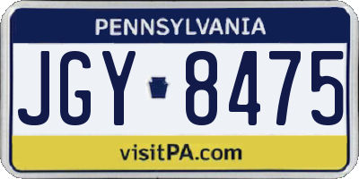 PA license plate JGY8475
