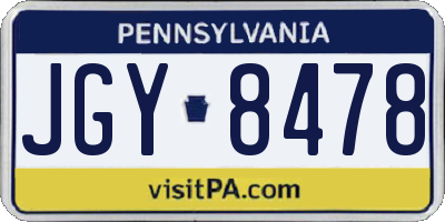 PA license plate JGY8478
