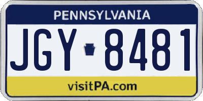 PA license plate JGY8481