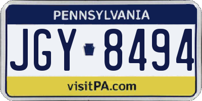 PA license plate JGY8494
