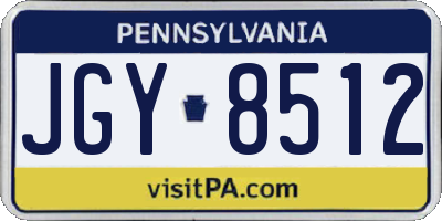 PA license plate JGY8512