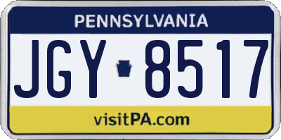 PA license plate JGY8517