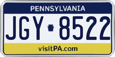 PA license plate JGY8522