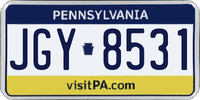 PA license plate JGY8531