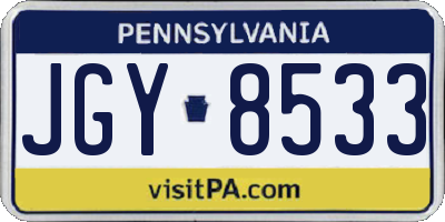 PA license plate JGY8533