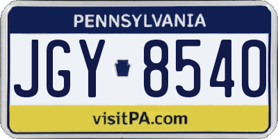 PA license plate JGY8540
