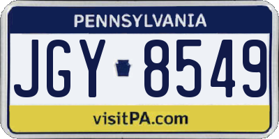 PA license plate JGY8549