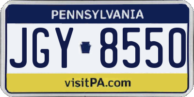 PA license plate JGY8550