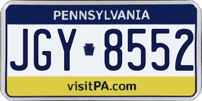 PA license plate JGY8552