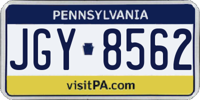 PA license plate JGY8562