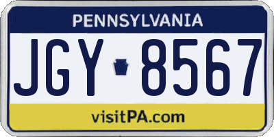 PA license plate JGY8567