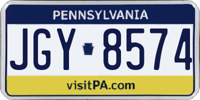 PA license plate JGY8574