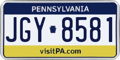 PA license plate JGY8581
