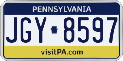 PA license plate JGY8597