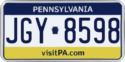 PA license plate JGY8598