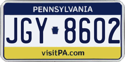 PA license plate JGY8602