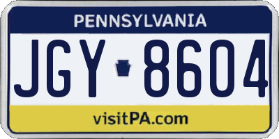 PA license plate JGY8604